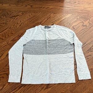 Vince Light Gray and darker  Gray Long Sleeve Shirt